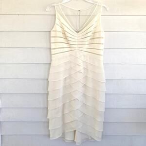 Adrianna Papell NEW Cream White Scallop Sleeveless Bodycon Formal Scuba Dress 6